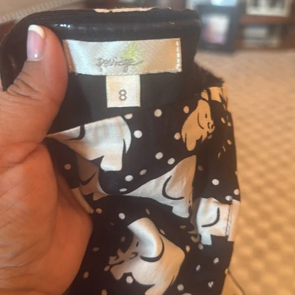 Anthropologie Circ-A-Line elephant strapless dress Black & White No Belt Size 8 - Picture 5 of 8